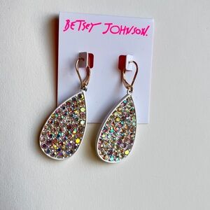 Betsey Johnson Multicolor Crystal Teardrop Earrings